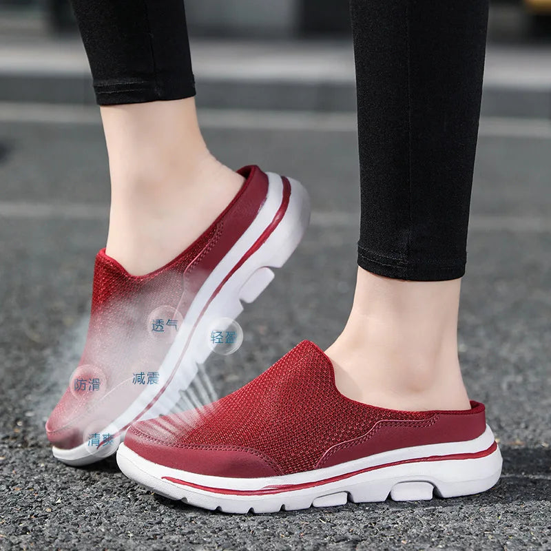 2023 Men Casual Mules Mesh Breathable Flat Slippers Summer Couple Shoes Large Size Loafers Fashion Shoes Men Street Slippers