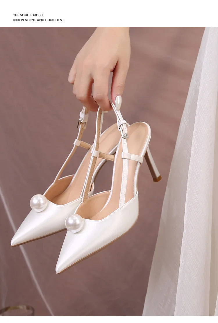 Female Wedding Shoes Summer New Pointed Toe Stiletto Sandals White Bridesmaid High Heels 6.5/8.5CM Pumps Women Chaussures Femme
