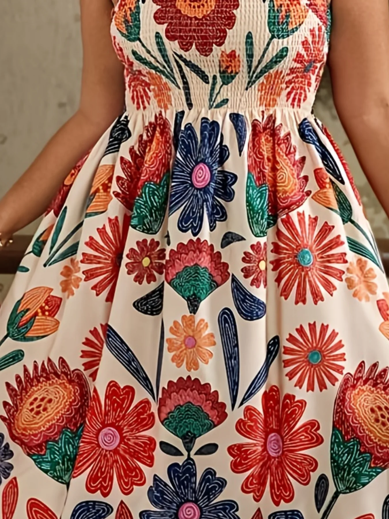 plus Size Maxi Dress with Ethnic Print Fashionable Strapless Gathers Design Elegant And Stylish