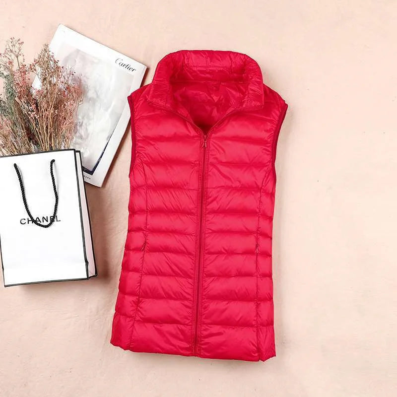 Ultralight Down Vest Women 2026 New Sleeveless Jacket Female White Duck Down Waistcoat Female Warm Puffer Jacket Outwear M-8XL