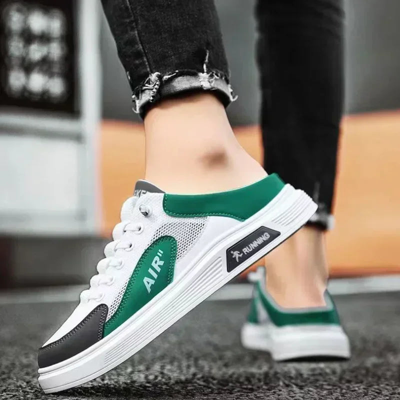 Men's Half Slipper Slip-on Man Casual Fisherman Shoes Breathable Mesh Platform Shoes Soft Bottom Sneakers Comfortable Men Shoes