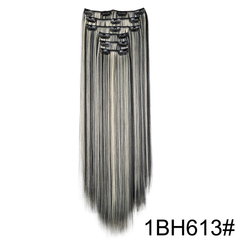 WIGSIN Synthetic 6pcs/set Long Straight Clip-in Hair Extension Invisible Seamless Extension Black Brown Hairpiece for Women