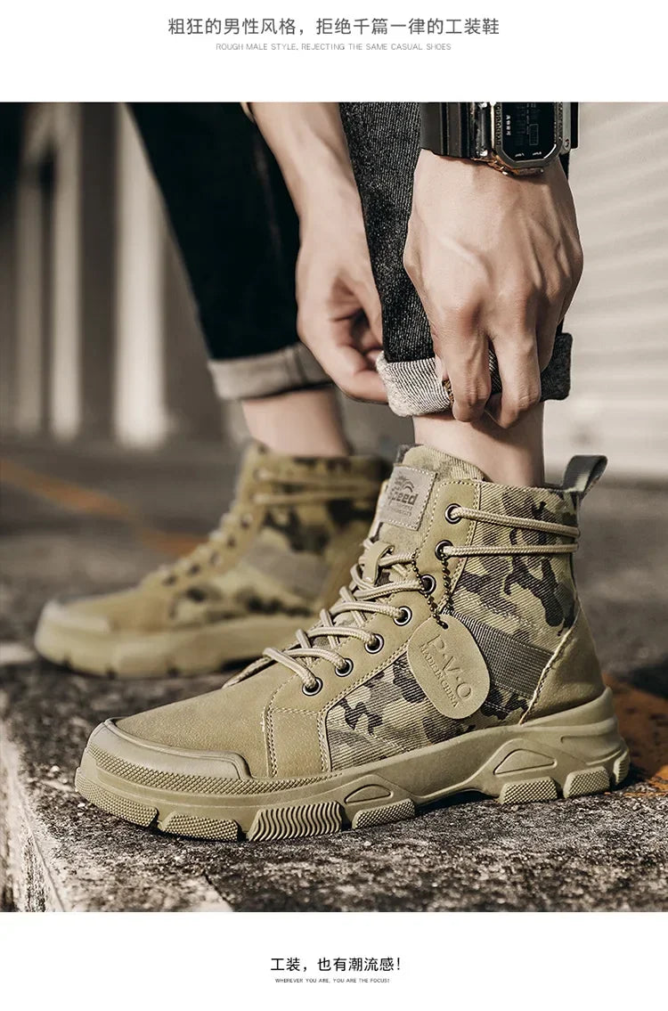 2024 New Men Military Tactical Men's Boots Special Force PU Leather Waterproof Desert Combat Ankle Boot Army Work Men Shoes EVA