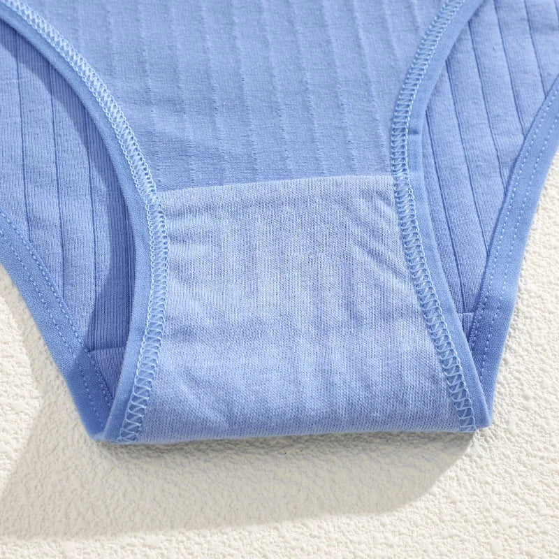 7PCS Women's Seamless Cotton Panties Ladies Low Rise Stripe Underwear Elastic Comfortable Cotton Briefs Breathable Sexy Lingerie