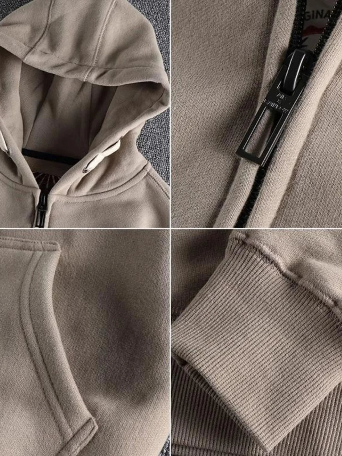 Men's Thickened Fleece Hoodie Sweatshirt Autumn Winter Heavyweight Sporty Casual Zipper Jacket Vintage Youth Open Cardigan