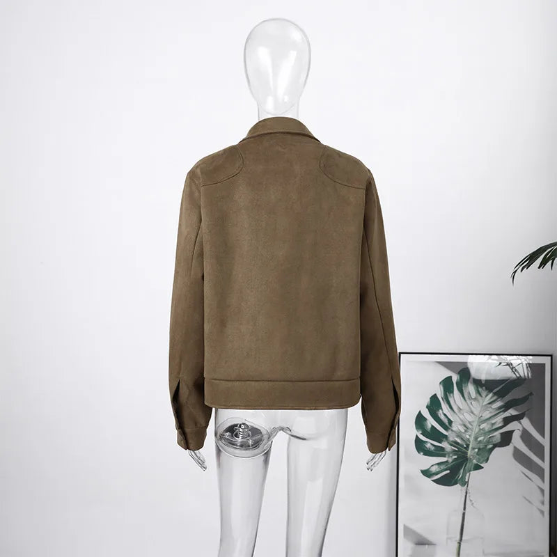 Elegant Metal Button Gender's Coat Fashion Slim Lapel Asymmetry Full Sleeves Couple Short Coat 2026 Spring Chic Streetwear