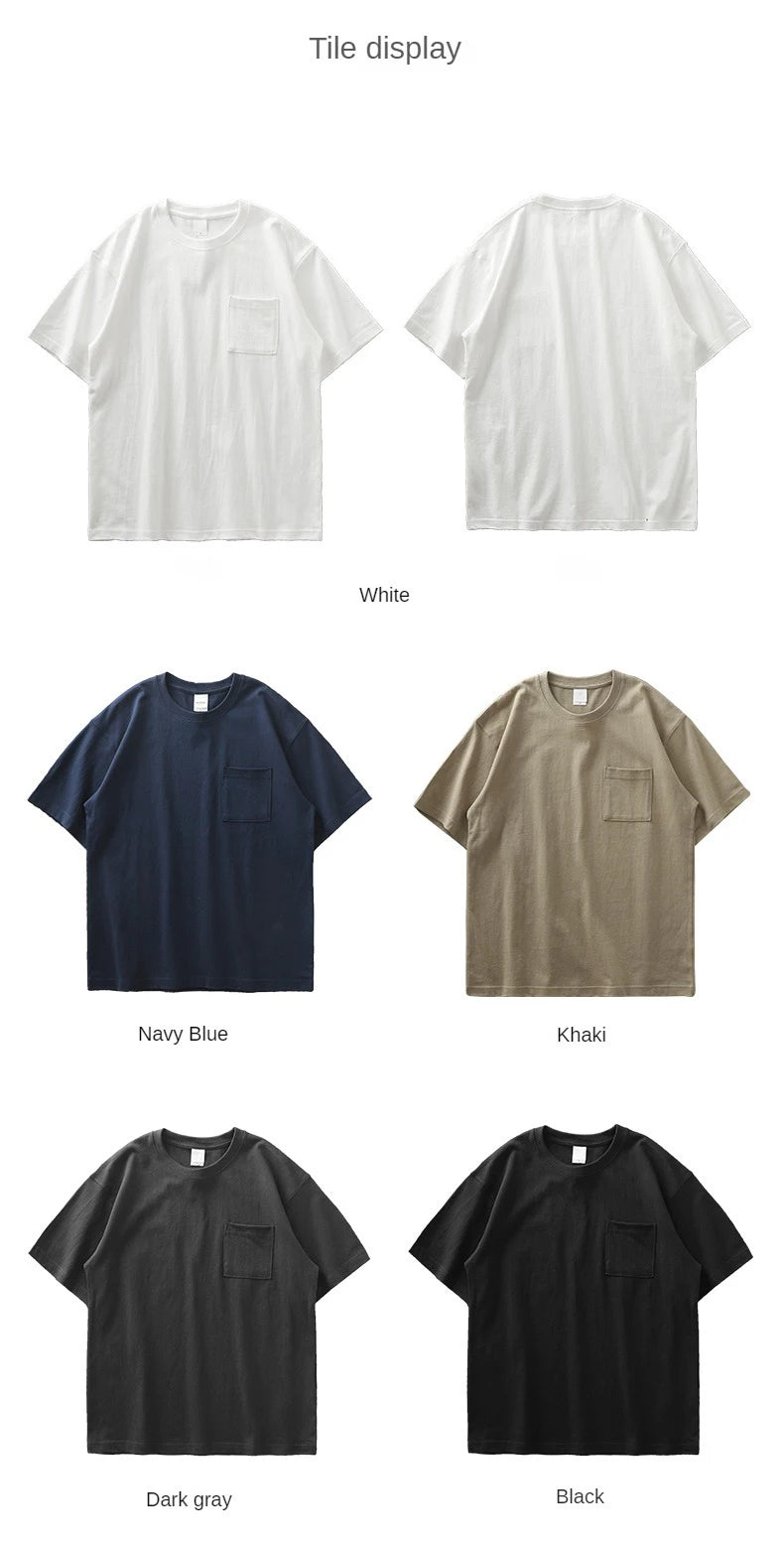 Dukeen 320gsm Heavy Short-Sleeved T-Shirt Men's Summer Vintage Half-Sleeve Pure Cotton Tees White Tops for Unisex