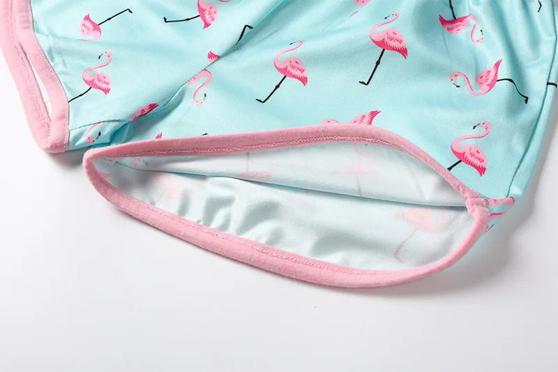 Children's Summer Casual Clothing Baby Girls Animals Printed Pink T-Shirts+Shorts Two-Piece For Kids Pajamas Set Home Wear Suits