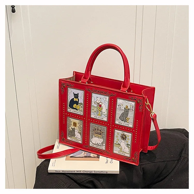 Vintage and Luxury Designer Bag Popular Fashionable Tote Bag Large Capacity with Delicate Embroidery Cat Printing Bag for Women