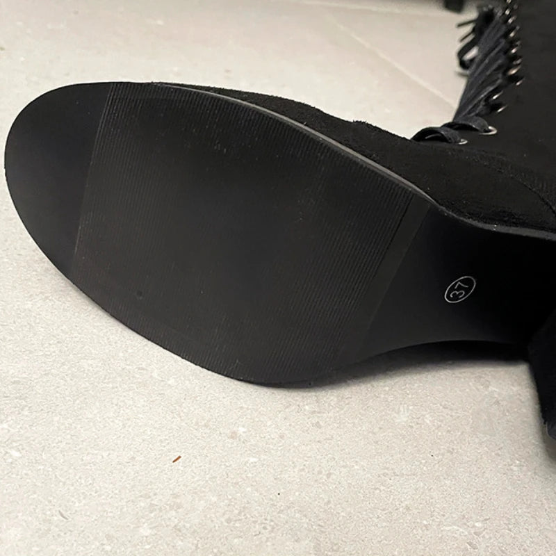 European and American Design Inspired Long Boots 2023 New Autumn High Heels Solid Color Women's Platform Zapatos De Mujer Traf