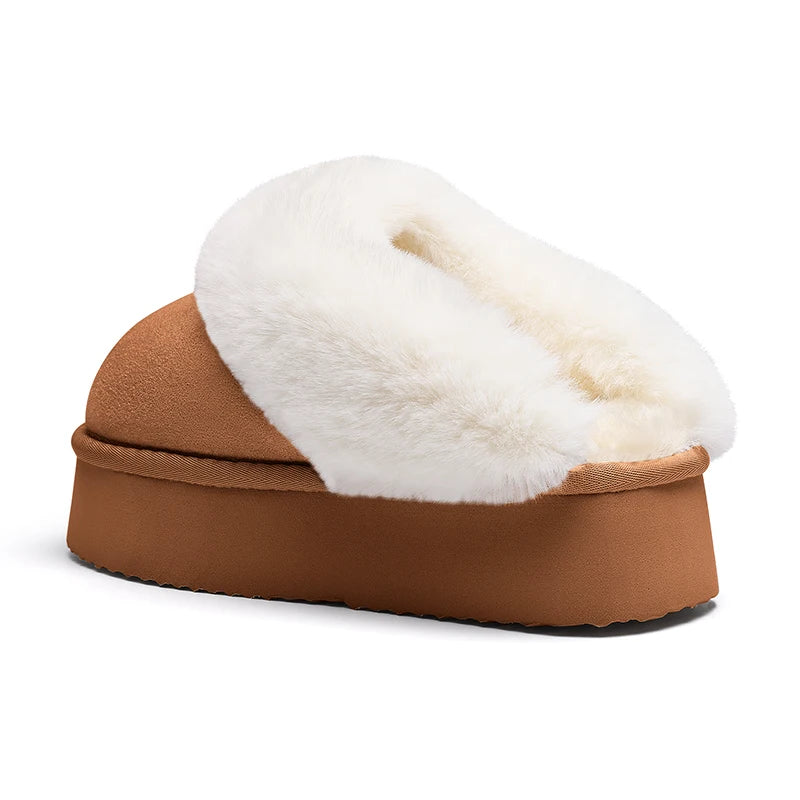 Smile Winter Fluffy Women Fuzzy Slippers Warm Short Plush Non-slip Cozy Soft Cotton Slippers  Indoor Fleece Lined Fur Slippers