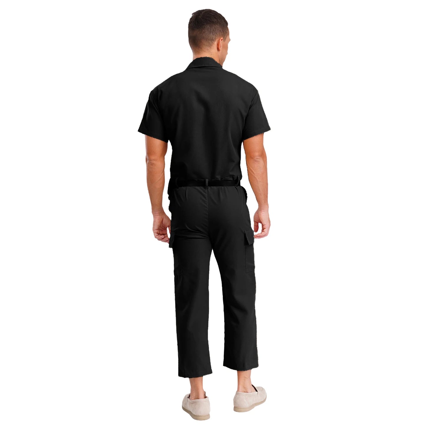 Mens Overalls Work Cargo Jumpsuit with Purse And Belt Workshop Uniform Multi-pocket Shorts Bottom Coveralls Rompers Work Wear