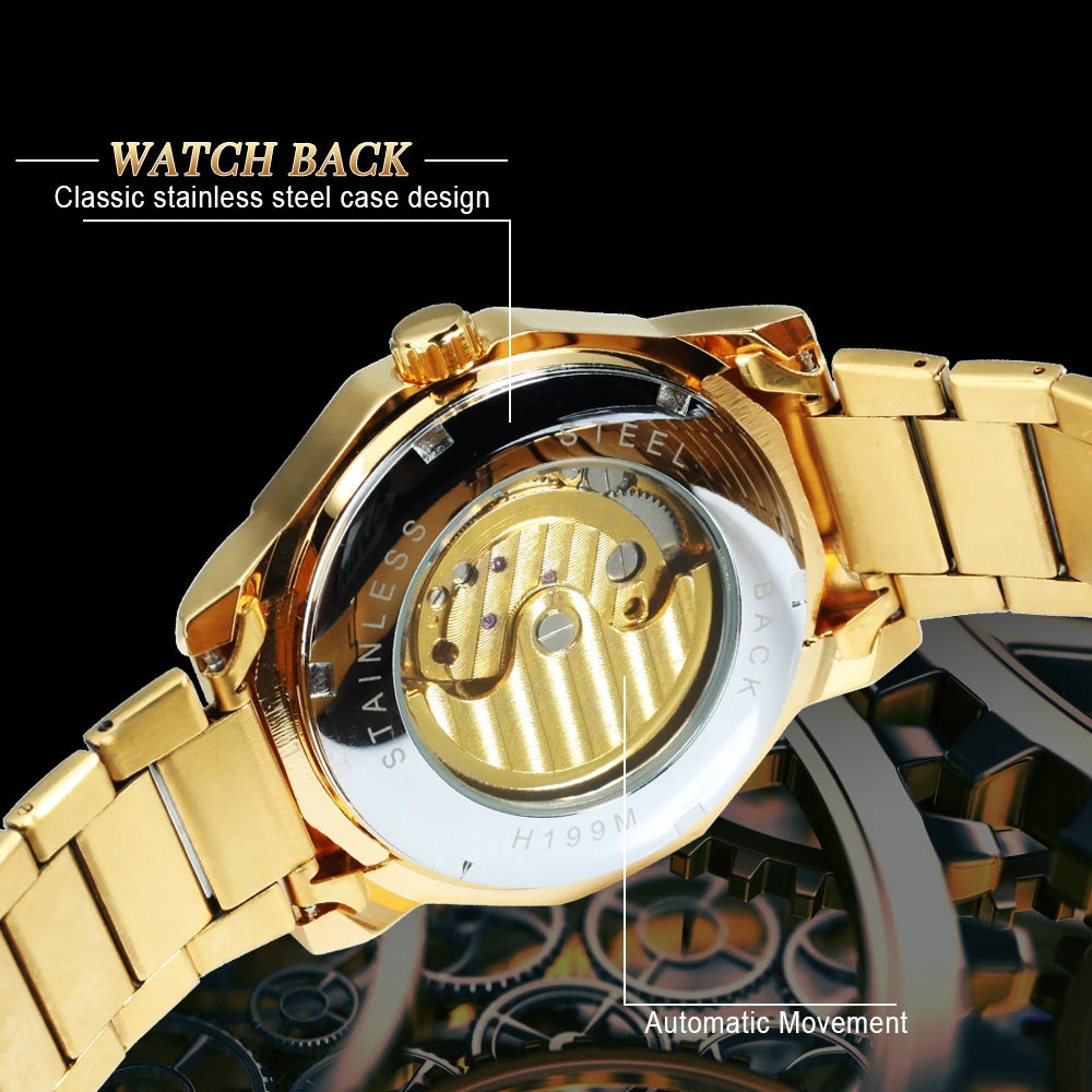 Forsining Fashion Tourbillon Skeleton Automatic Mechanical Watch for Men Luminous Hands Iced Out Watches Stainless Steel Strap