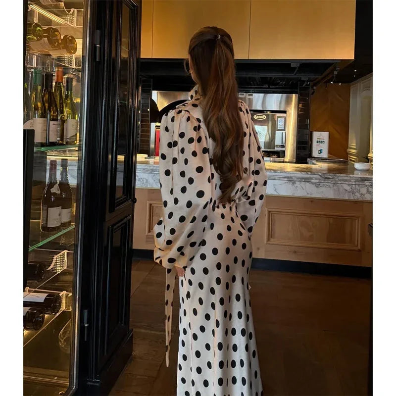 Polka Dot Polka Dot Skirt 2 Piece Set Women Elegant Scarf  Long Sleeve Shirts Suit Spring Lady Fashion Commucate Outwear 2026