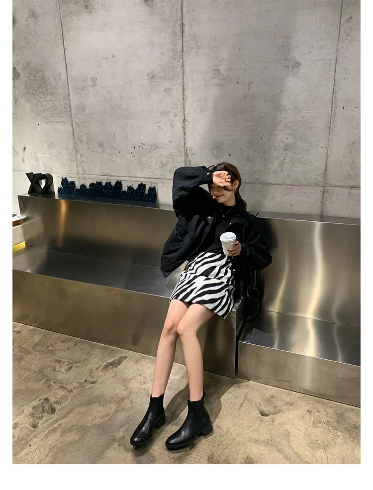 2026 Autumn/Winter Ankle Boots Women Basic Chelsea Botas Mujer Low Thick Heels Short Booties PU Leather Slip On Stretch Botines