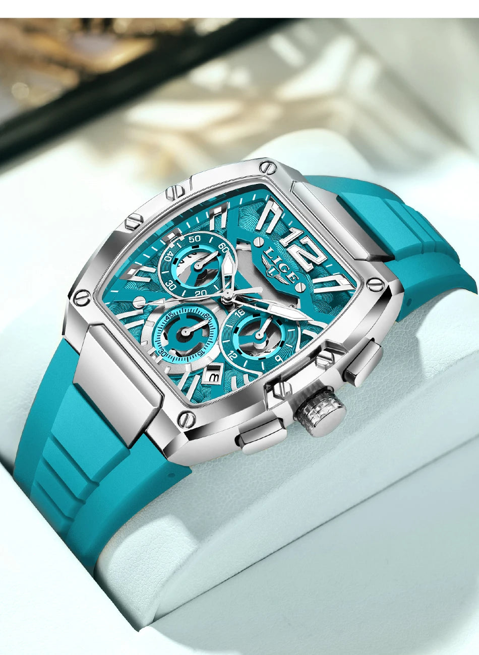 LIGE Fashion Simple Man Watch Casual Sports Military Waterproof Silicone Strap Luminous Quartz Watches for Men Chronograph Gifts