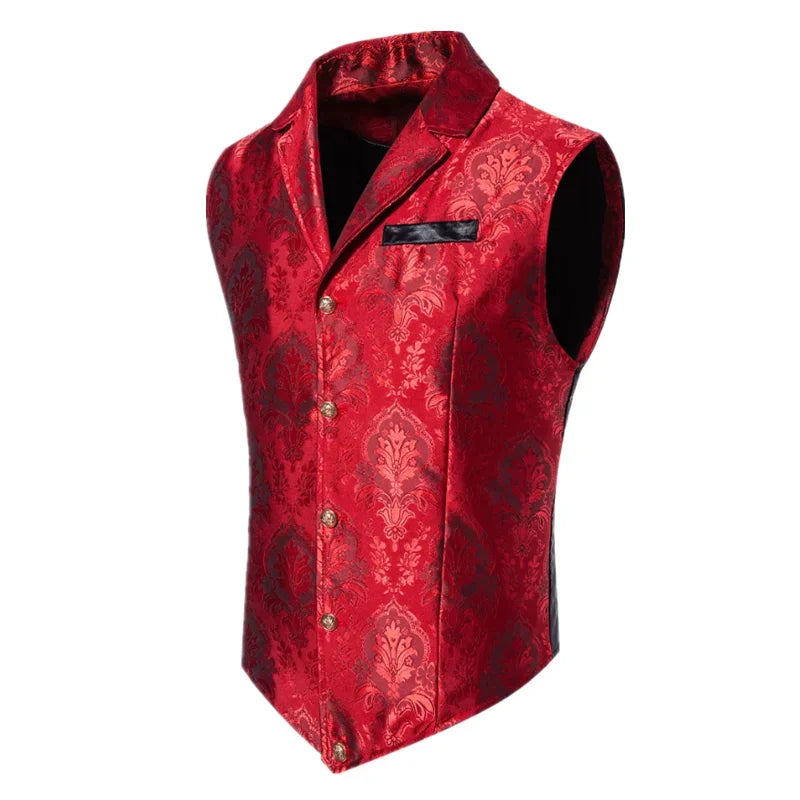 New Men Luxury Jacquard Suit Vest Thin Tops Red / Green  / Blue / Pink Fashion Male Wedding Prom Party Dress Waistcoat