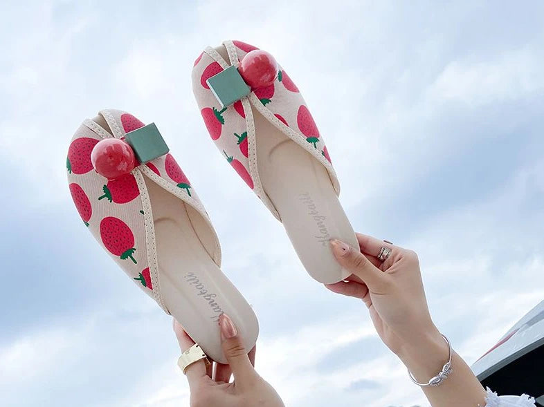 Slides Kawaii Shoes Round Toe Cute Women's Slippers and Ladies Sandals Mules Summer 2025 Flat Outside Comfortable Elegan Y 39 W