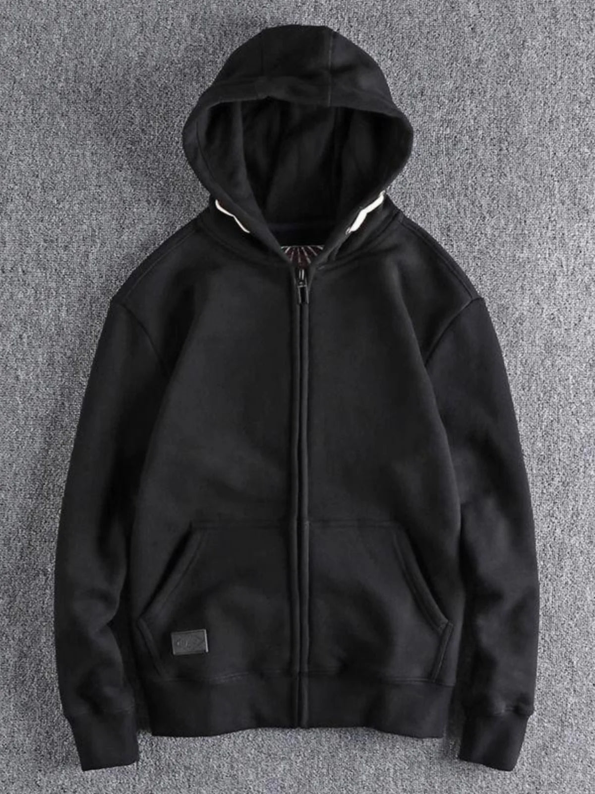 Men's Thickened Fleece Hoodie Sweatshirt Autumn Winter Heavyweight Sporty Casual Zipper Jacket Vintage Youth Open Cardigan
