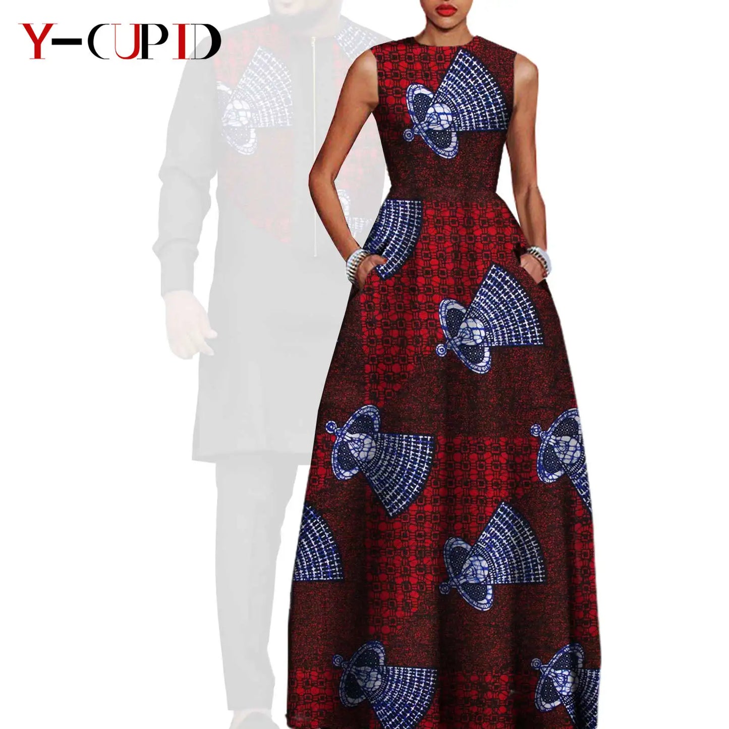 African Dresses for Women Matching Couple Outfits Bazin Riche Men Top and Pant Sets Dashiki Outwear for Party Vestidos Y23C067