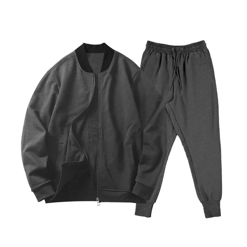 Autumn new solid color jacket men trendy shoulder design stand-up collar large size suit spring and fall fashion