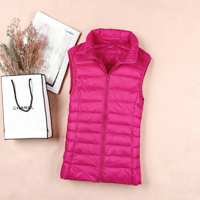 Ultralight Down Vest Women 2026 New Sleeveless Jacket Female White Duck Down Waistcoat Female Warm Puffer Jacket Outwear M-8XL