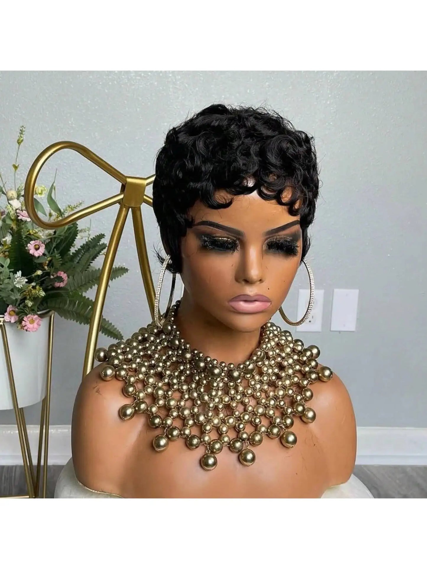 Short Pixie Wigs Short Black Curly Wigs Synthetic Hair Wigs  Natural Wavy Black Pixie Cut Wig Short Curly Layered Synthetic Wig