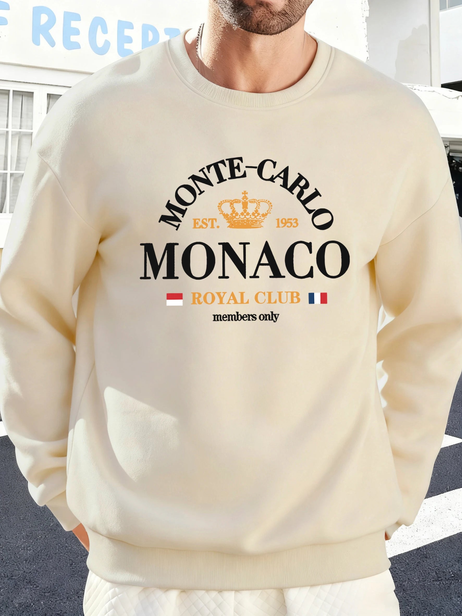 Monte-Carlo Monaco Pattern Men Sweatshirt Comfortable Fleece Streetwear Soft Casual Clothes Autumn High Street Clothing Male BAZAARHUBO