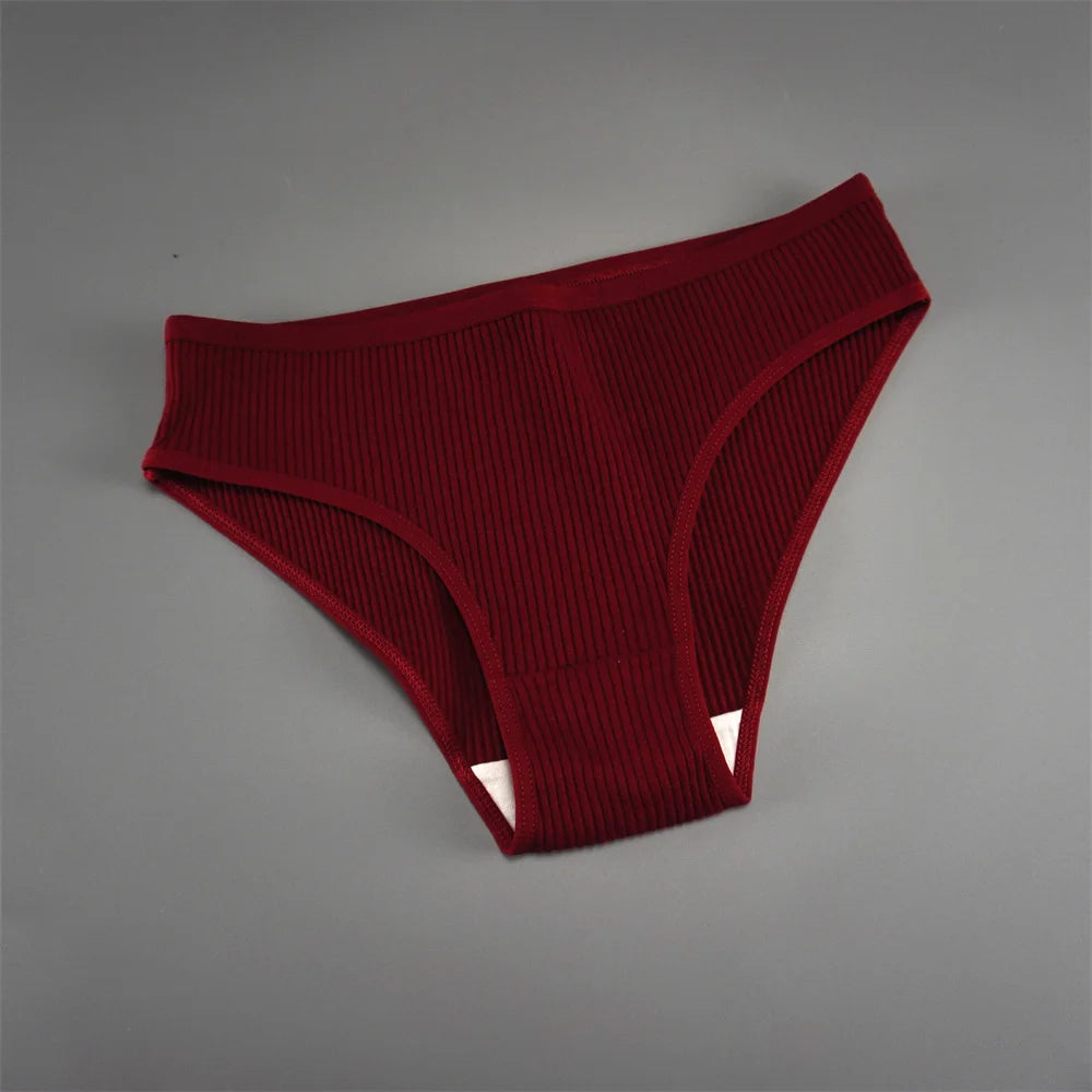 UNWE 3PCS/Pack Ribbed Cotton Seamless Panties for Women Briefs Pack Comfortable Ladies Underwear Sets