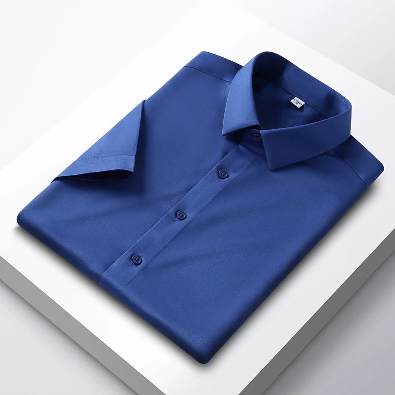 Men's 6XL Large High Quality Formal Shirts Short Sleeve Summer Clothing Non iron Business Casual ice Silk ice Feeling T-Shirts