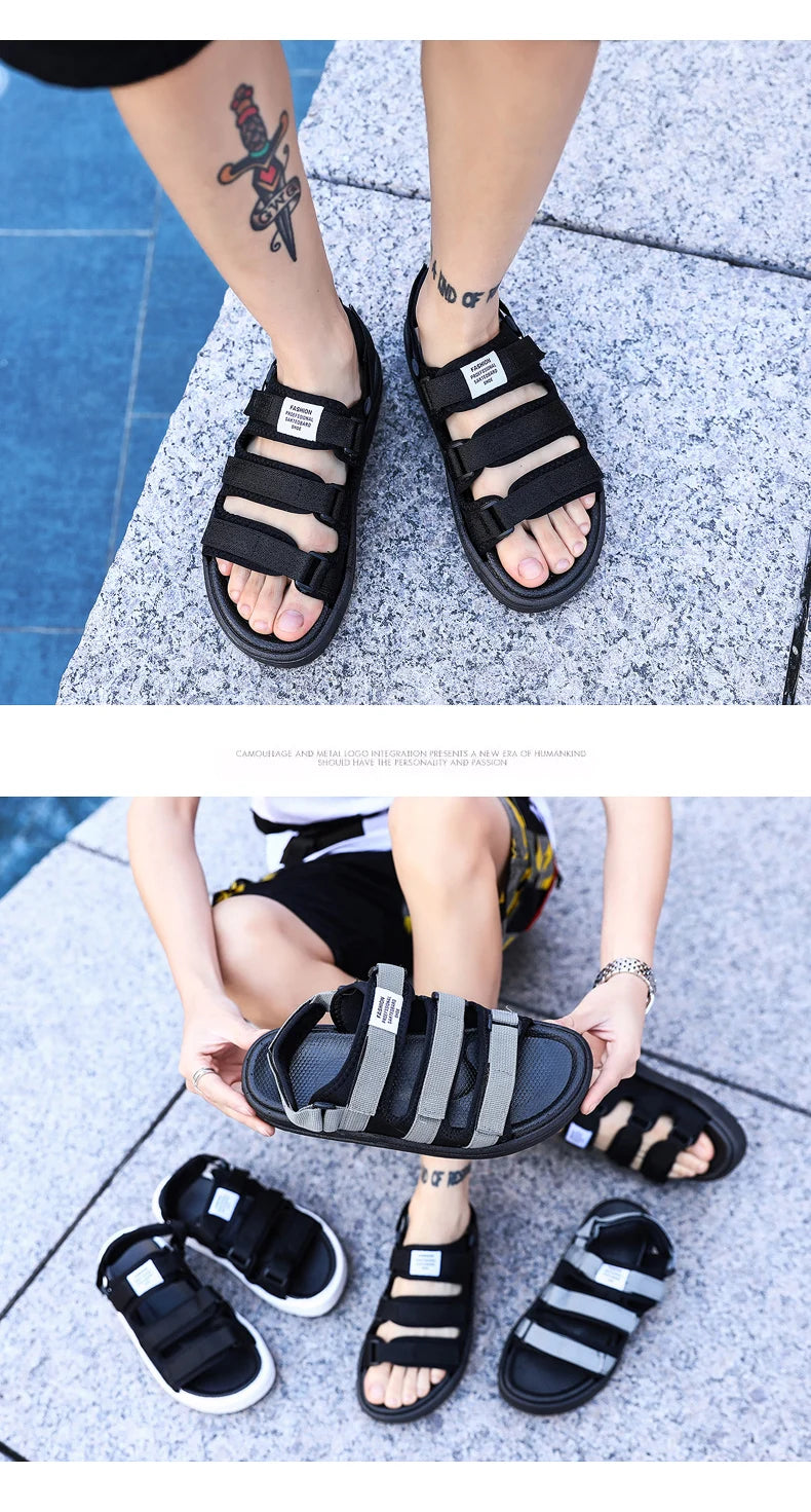 Men's Beach Open Toe Shoes Sandals High Quality Non-slip Men Slippers Breathable Two Uses Male Footwear Mens Summer Outdoor Shoe