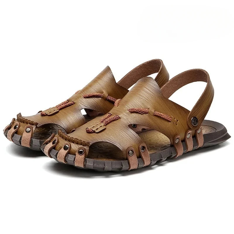 Summer Handmade Leather Sandals for Fashion Men Casual Shoes Comfortable Slippers