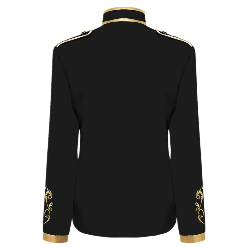British Style Men Standing Collar Embroidered Suit Jacket Red / Blue Fashion Male Wedding Dance Party Patchwork Dress Coats