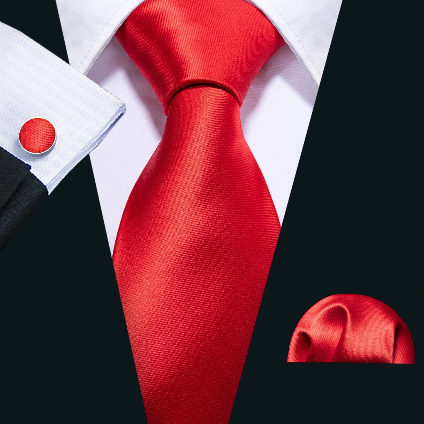 Exquisite Rust Red Silk Ties For Men Designer Pasiley High Quality Handkerchief Cufflinks Set Wedding Party Business Barry.Wang BAZAARHUBO