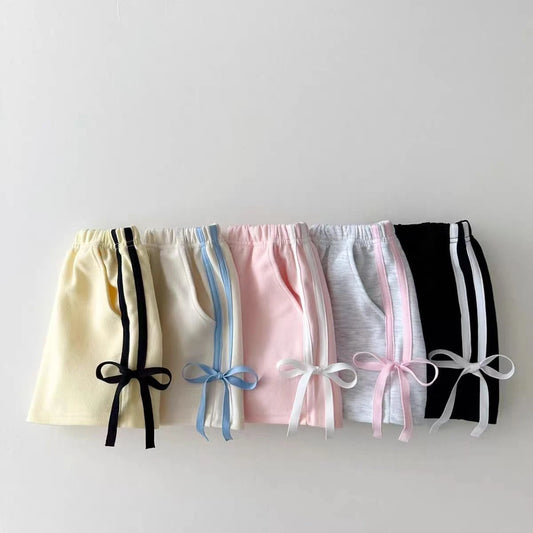 K2453 Summer Fashionable Thin Baby Girls' Loose Fit Casual Shorts with Butterfly Knot Waist Cute Trendy Unisex Kids' Clothing