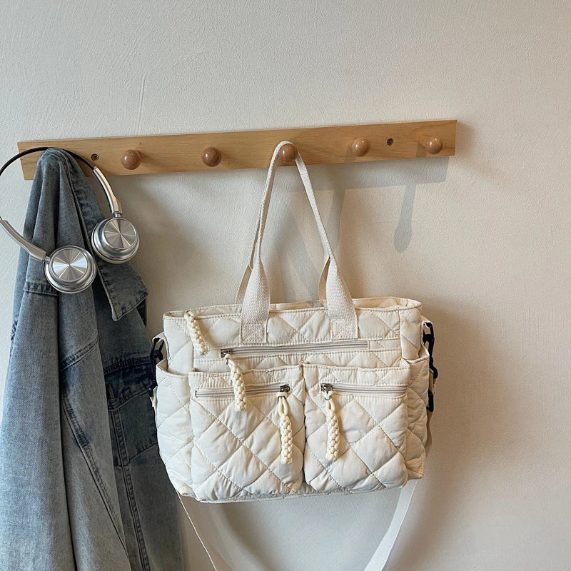 Large capacity Tote Bags for Women Shoulder Side Bag Fashion Space cotton Shopping Bags Multi-pocket Messenger Bag Lady Handbags