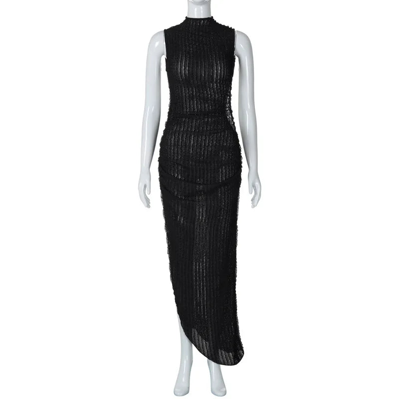 American Fashion INS Style Women's Top Women's Sexy Slim Fit Dress Summer Women's Hollow Out Sleeveless Dress