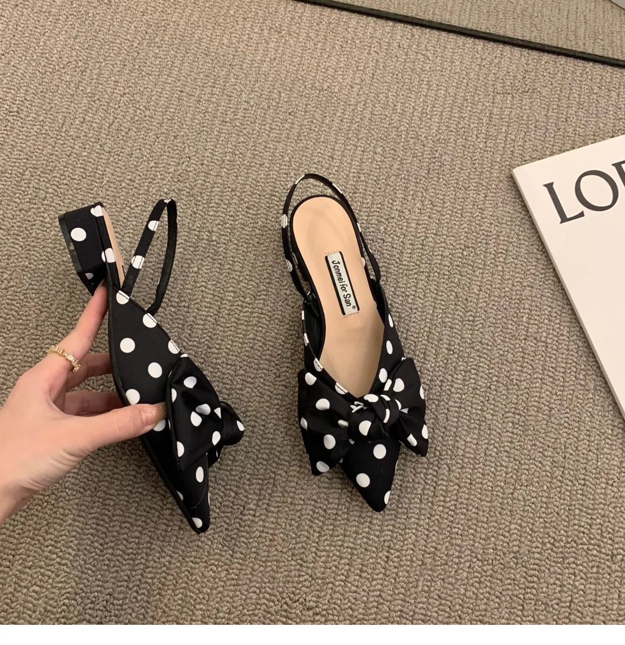 Bow Sandals Women 2022 Summer Pointed Low Heel Sandals Women Fashion Baotou Thin Strap Sandals High Heels Sandalias De Mujer