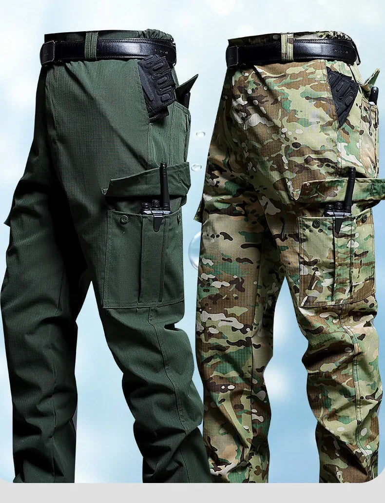 Water-Resistant Tactical Work Pants for Men Multiple Pockets Outdoor Military Fans Casual Pants Spring Autumn American Style