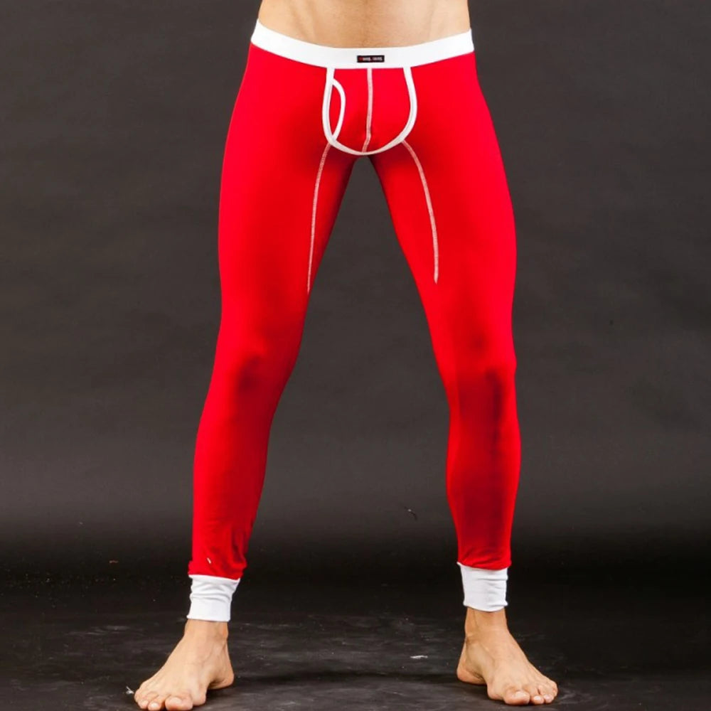 Mens Thermal Underwear Low Rise Modal Base Layer Open Front Pants Autumn Warm Thin Stretchy Comfortable Leggings