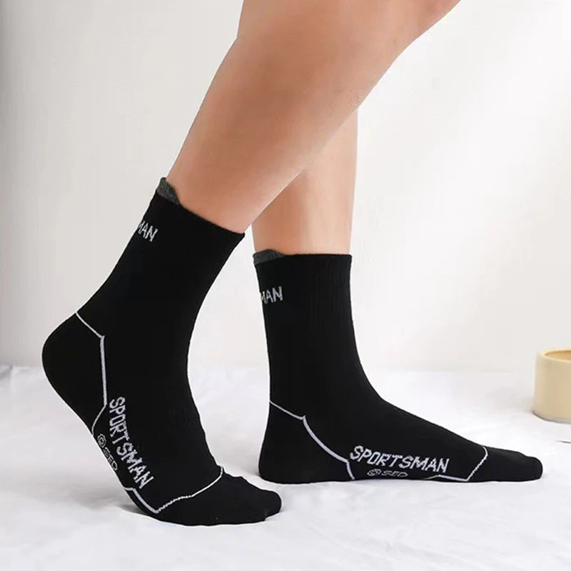 6/12 Pairs Men Mid Length Sports Socks Fashionable Geometric Patterns Breathable Odor Resistant Running Cycling Basketball Socks