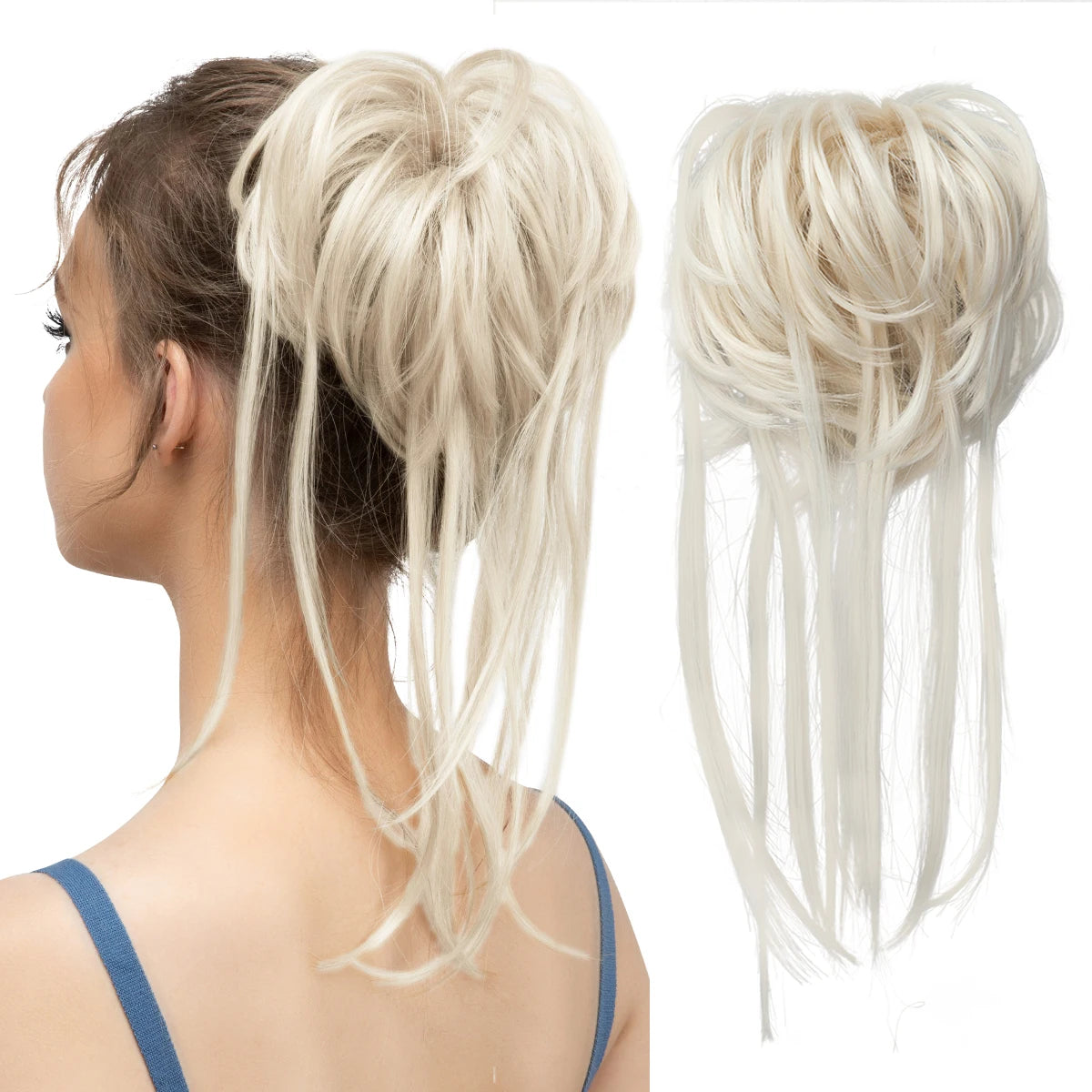 Synthetic Elastic Messy Bun Hairpieces Curly Scrunchie Black Blonde Brown Chignon Band Updo Donut For Women Natural Fake Hair