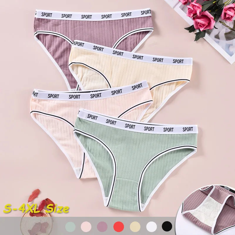 Fashion Letter Women's Underwear Breathable Cotton Triangle Pants Mid Waist Sexy Comfortable Lingerie Bright Cute Girl Briefs
