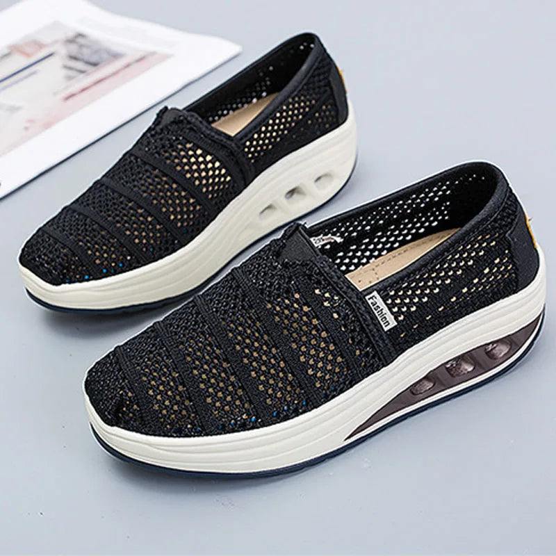 Women's Mesh Breathable Loafers Solid Color Slip On Summer Platform Sneakers Women Walking Casual Shoes Zapatos Mujer WSH5094