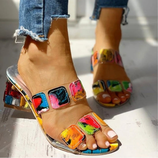 Fashion Women's Shoes Summer New Styles Thick Heels High Heels Anti Slip Comfortable Slippers Simple Lightweight Women's Sandals