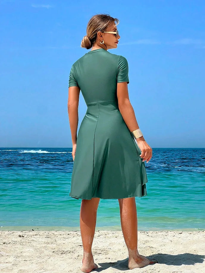 New Cover Ups Sexy Swimsuit Women Summer Bathing Suit Bikini Set Short Sleeve Swimwear Women Beach Swimming Suit For Female