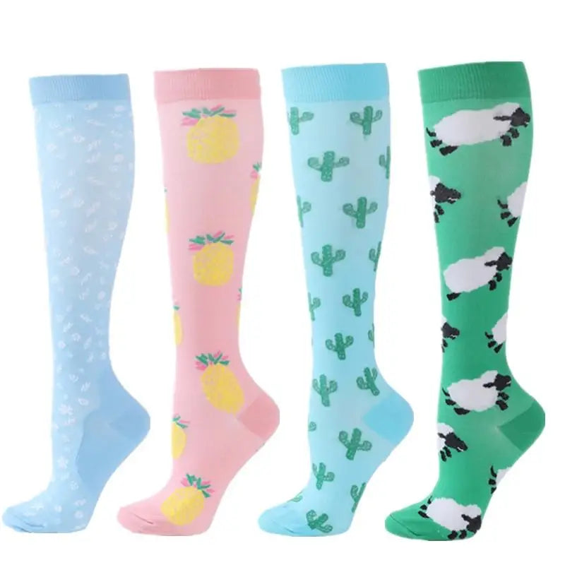4 Pairs Compression Socks 20-30mmhg High Stockings Men Women Sports Socks For Marathon Cycling Varicose Veins Pregnancy Nursing