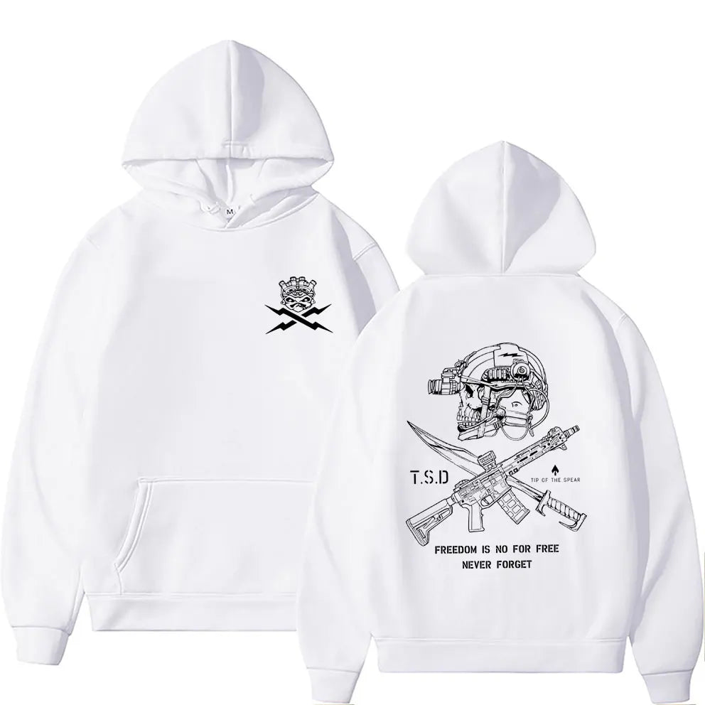 2025 Cool Sparta X-ray Tactical Skull Print Men Women Hooded Sweatshirt Autumn Winter Daily Outdoor Casual Loose Warm Sportswear BAZAARHUBO