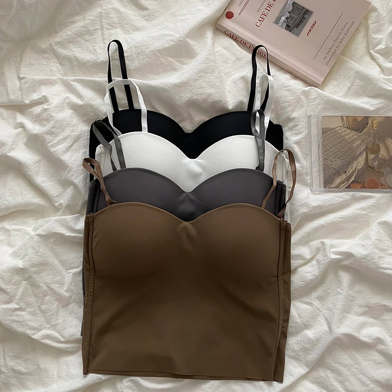 1pc Popular Cool Solid Knitted Yoga Gym Tank Top Bra Seamless Skin-Friendly U-Back Vest with Fixed Chest Pad Suspender for Women