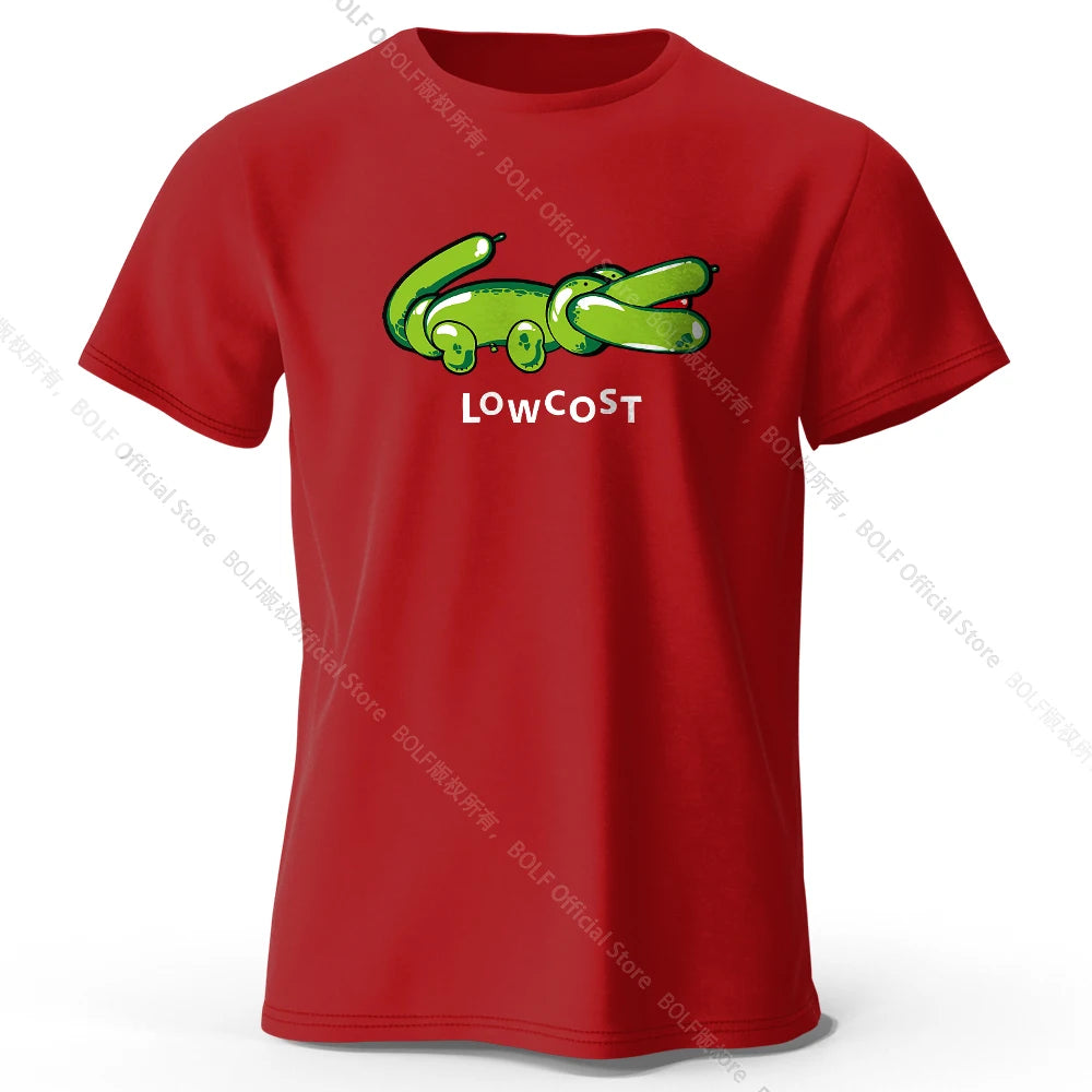Men's Joke The Lowcost Printed T-Shirt 100% Cotton Oversized Funny Graphic Tees for Women Summer Tops Casual Streetwear